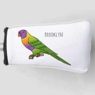Rainbow lorikeet bird cartoon illustration golf head cover
