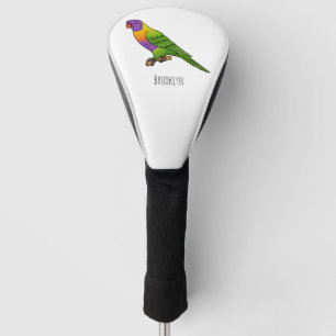 Rainbow lorikeet bird cartoon illustration golf head cover
