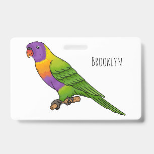 Rainbow lorikeet bird cartoon illustration ID badge