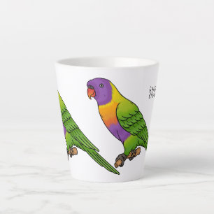 Rainbow lorikeet bird cartoon illustration latte mug