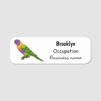 Rainbow lorikeet bird cartoon illustration  name tag