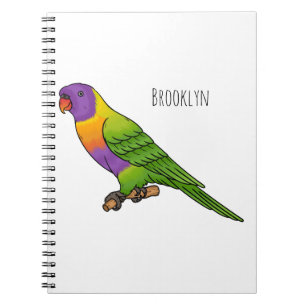 Rainbow lorikeet bird cartoon illustration  notebook