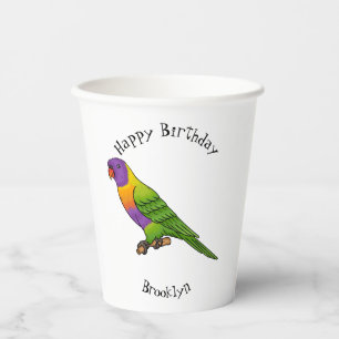Rainbow lorikeet bird cartoon illustration paper cups