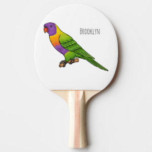 Rainbow lorikeet bird cartoon illustration ping pong paddle