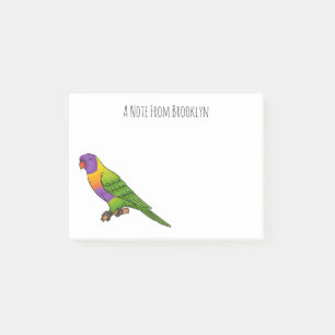 Rainbow lorikeet bird cartoon illustration post-it notes