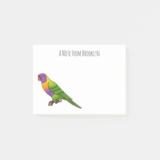 Rainbow lorikeet bird cartoon illustration post-it notes (Front)