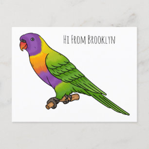 Rainbow lorikeet bird cartoon illustration postcard