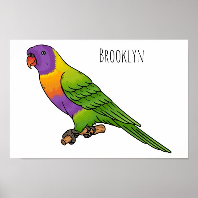 Rainbow lorikeet bird cartoon illustration  poster (Front)