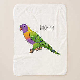 Rainbow lorikeet bird cartoon illustration sherpa blanket