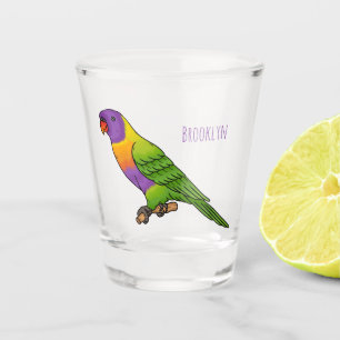 Rainbow lorikeet bird cartoon illustration shot glass