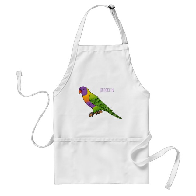 Rainbow lorikeet bird cartoon illustration  standard apron (Front)