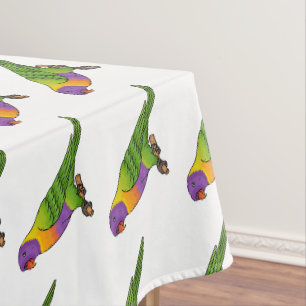 Rainbow lorikeet bird cartoon illustration tablecloth