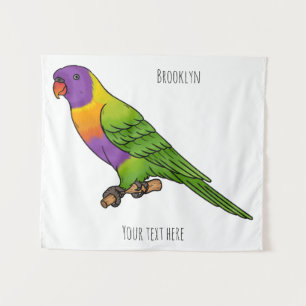 Rainbow lorikeet bird cartoon illustration tapestry