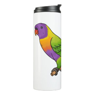 Rainbow lorikeet bird cartoon illustration  thermal tumbler