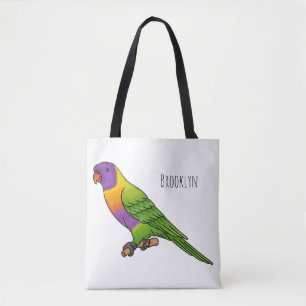 Rainbow lorikeet bird cartoon illustration tote bag