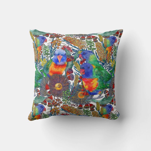 Rainbow Lorikeet Botanical Garden Cushion (Back)