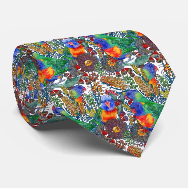 Rainbow Lorikeet Botanical Garden Tie (Rolled)