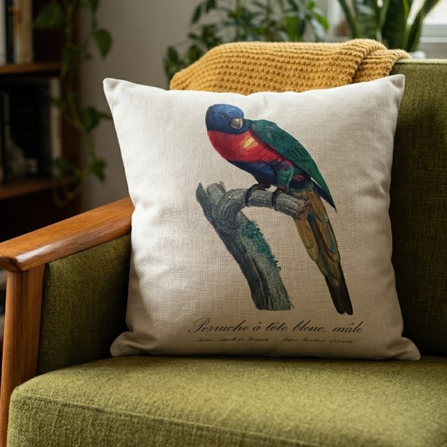 Rainbow Lorikeet Male, Trichoglossus Moluccanus Cushion (Rainbow Lorikeet Male, Trichoglossus Moluccanus. Throw Pillow)