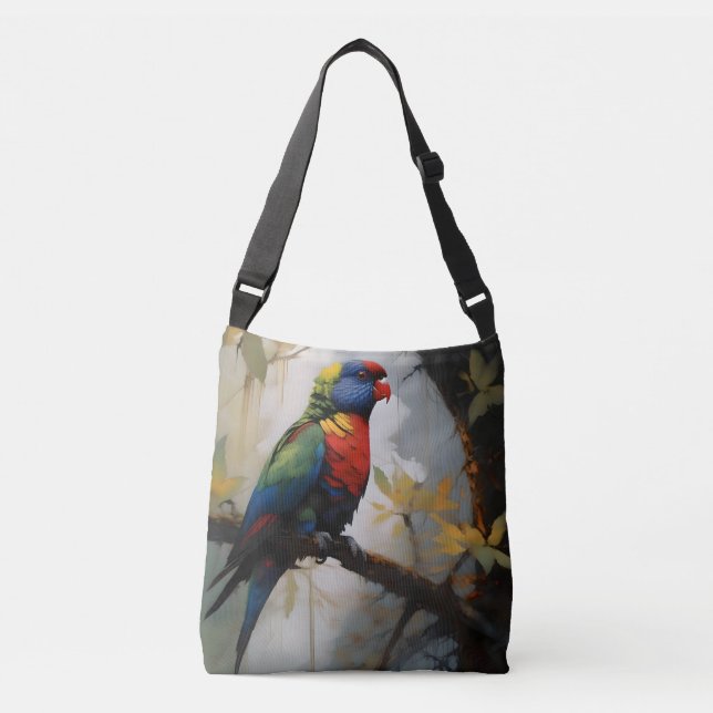 Rainbow Lorikeet Oil Paint,  Crossbody Bag (Front)