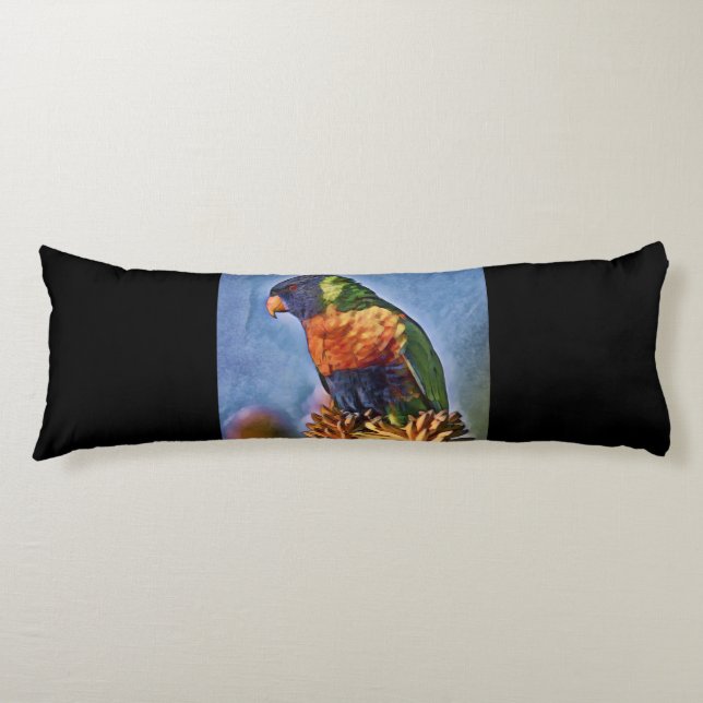 Rainbow Lorikeet Parrot Bird Body Cushion (Front)