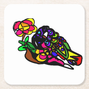 Rainbow Lorikeet Square Paper Coaster