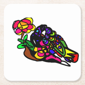 Rainbow Lorikeet Square Paper Coaster