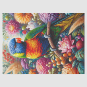 Rainbow Lorikeet with Flowers Decoupage Tissue Paper