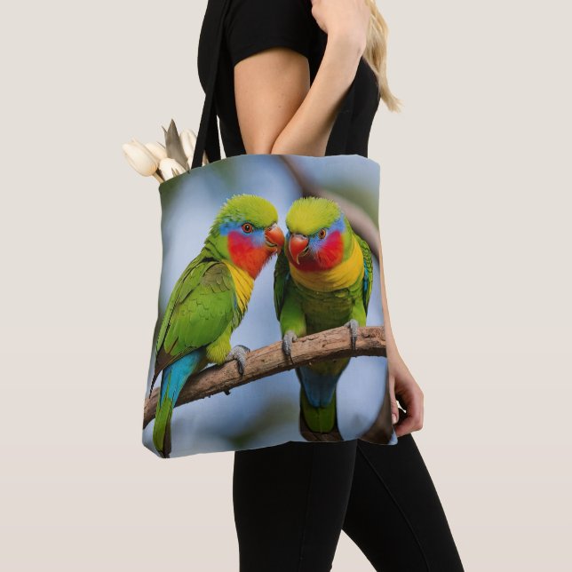 Rainbow Lorikeets Tote Bag (Close Up)