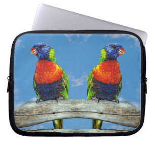 Rainbow lorikeets two perched on a branch laptop sleeve