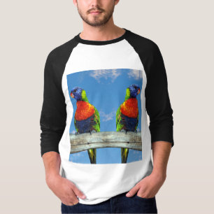 Rainbow lorikeets two perched on a branch T-Shirt