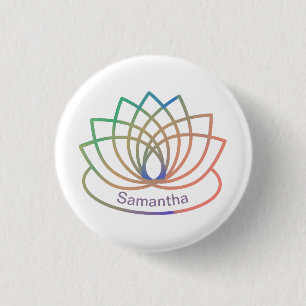 Rainbow Lotus Flower 3 Cm Round Badge