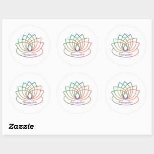 Rainbow Lotus Flower Classic Round Sticker