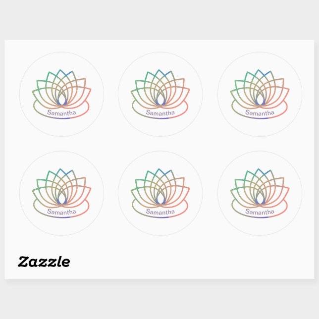Rainbow Lotus Flower   Classic Round Sticker (Sheet)