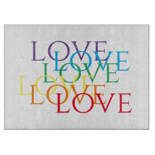 RAINBOW LOVE 15"X11" Glass Cutting Board