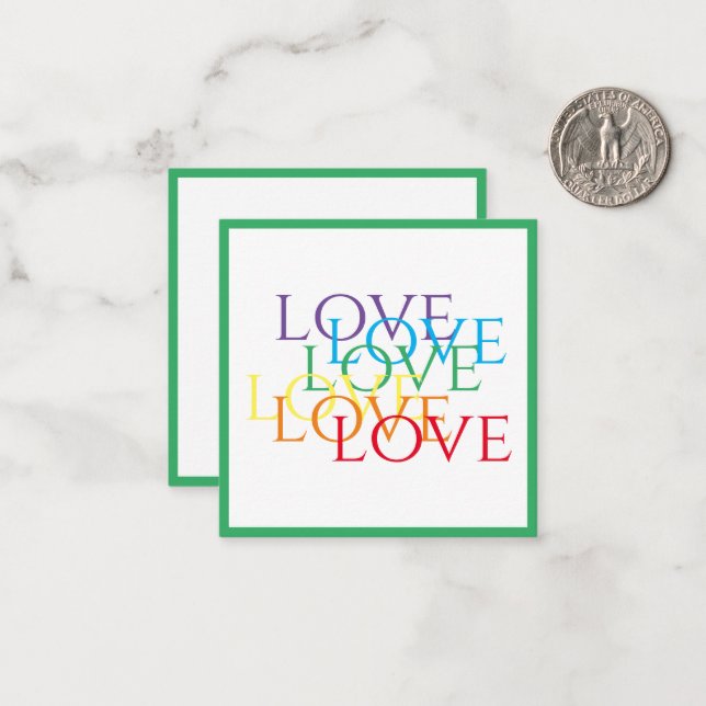RAINBOW LOVE 2.5x2.5 Flat Card / Green (Front/Back In Situ)