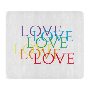 RAINBOW LOVE 6x7 Glass Cutting Board