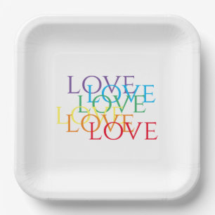RAINBOW LOVE 9" Square Paper Plates