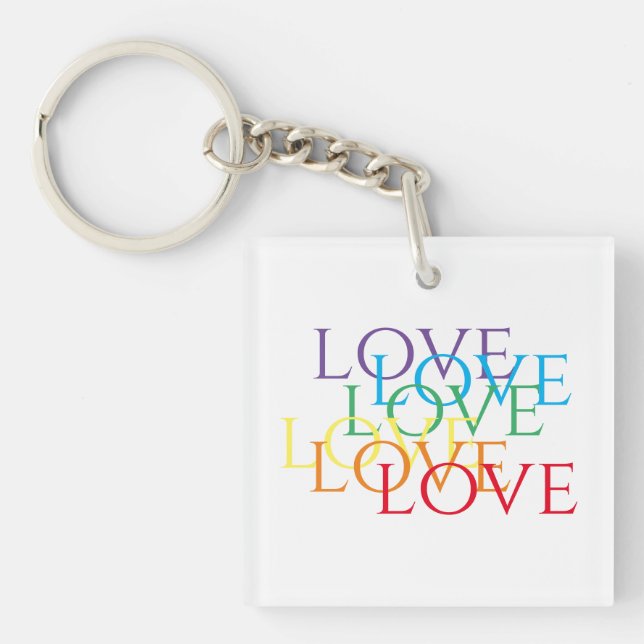 RAINBOW LOVE Acrylic Square Keychain (Front)