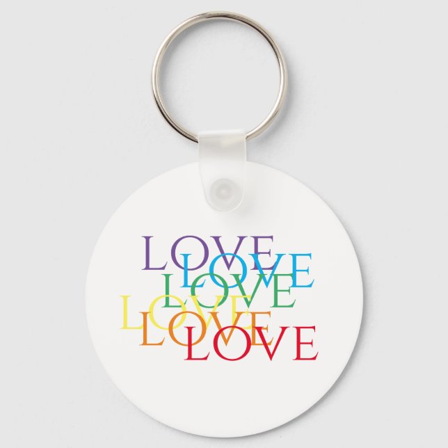 RAINBOW LOVE Aluminium Circle Keychain  (Front)