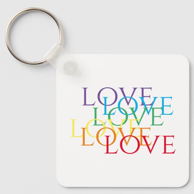 RAINBOW LOVE Aluminium Square Keychain  (Front)