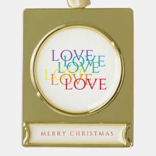 RAINBOW LOVE Banner Ornament / Gold