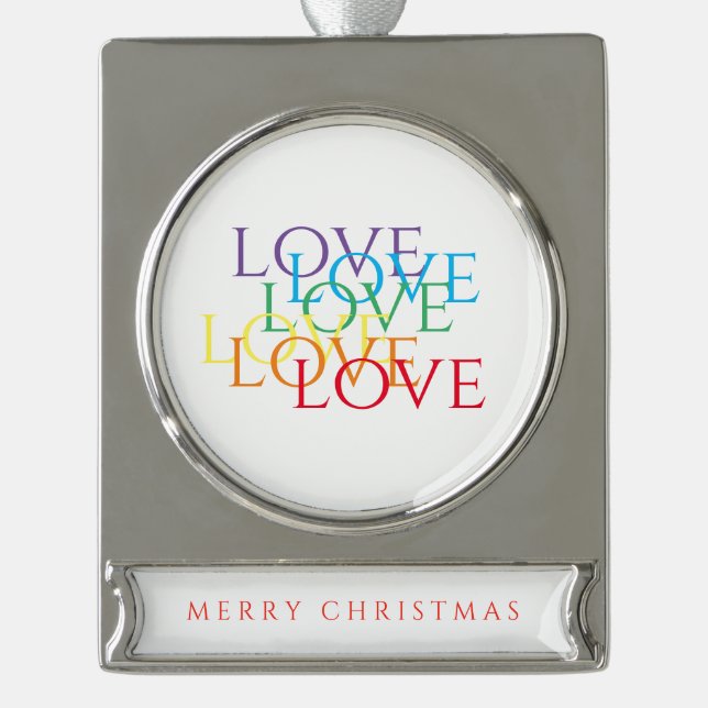RAINBOW LOVE Banner Ornament / Silver (Front)