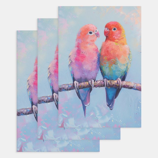 Rainbow Love Birds Decoupage Wrapping Paper Sheet (Creator Uploaded)
