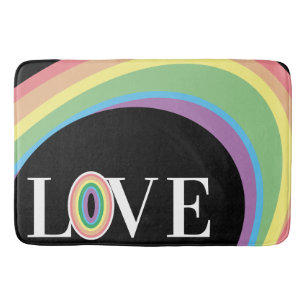 RAINBOW LOVE black white Bath Mat