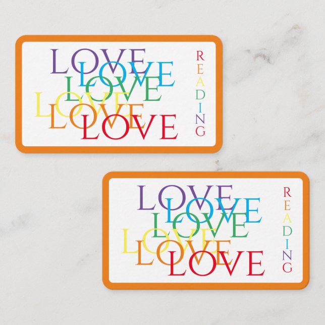 RAINBOW LOVE Bookmark - 3.5x2 Card / Orange (Front/Back)