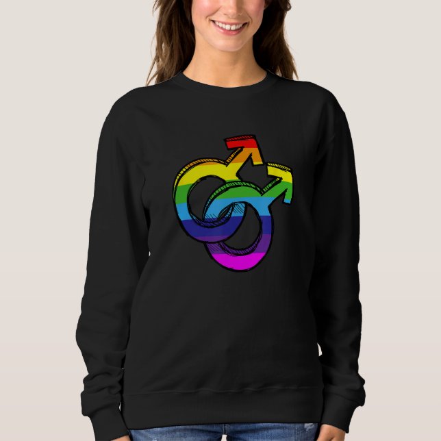 Rainbow Love Celebrate LGBT Male Homosexual Love i Sweatshirt (Front)