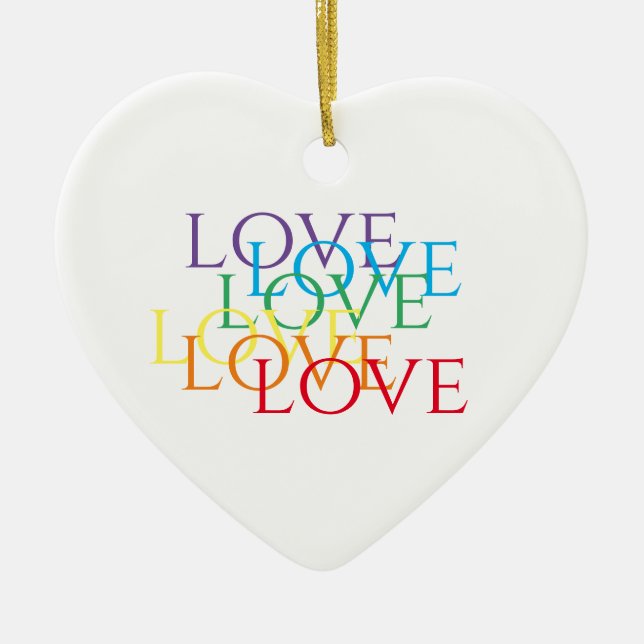 RAINBOW LOVE Ceramic Heart Ornament  (Front)