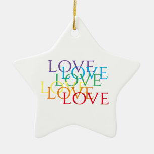 RAINBOW LOVE Ceramic Star Ornament 
