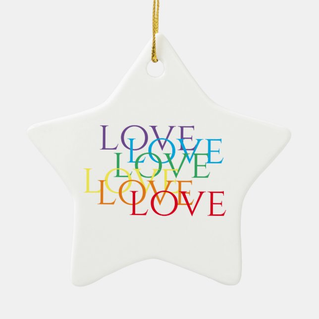 RAINBOW LOVE Ceramic Star Ornament  (Front)