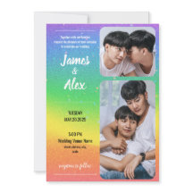 Rainbow Love - Gay Wedding Photo Invitation